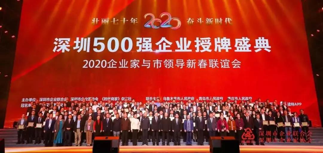 尊龙凯时获得2019深圳500强企业